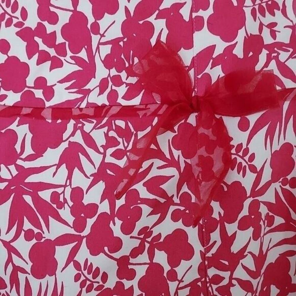 Autography NY Sz 2 Hot Pink Floral A Line Full Skirt Midi Retro Flowers White - Picture 2 of 9